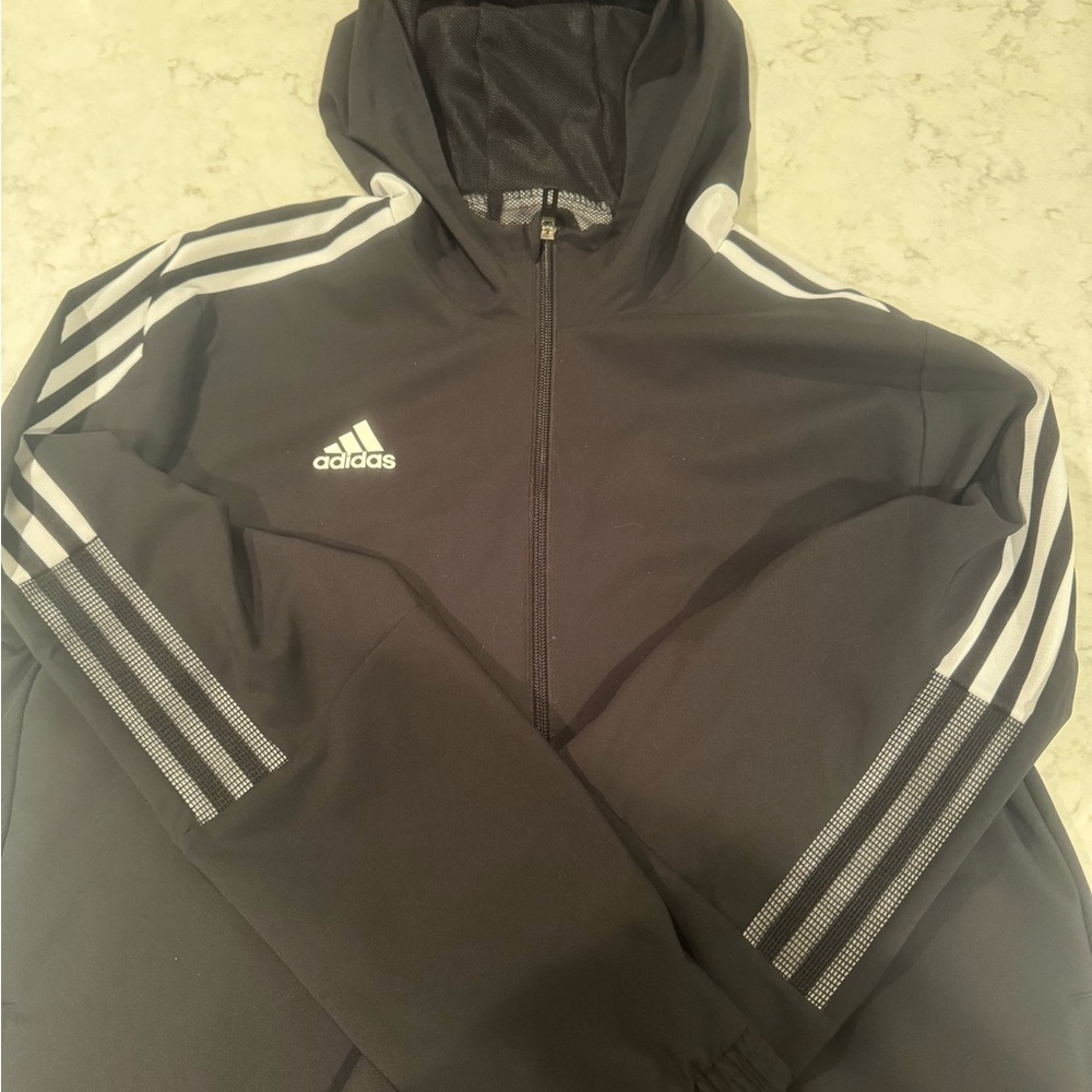 Adidas Aeroready black hooded windbreaker